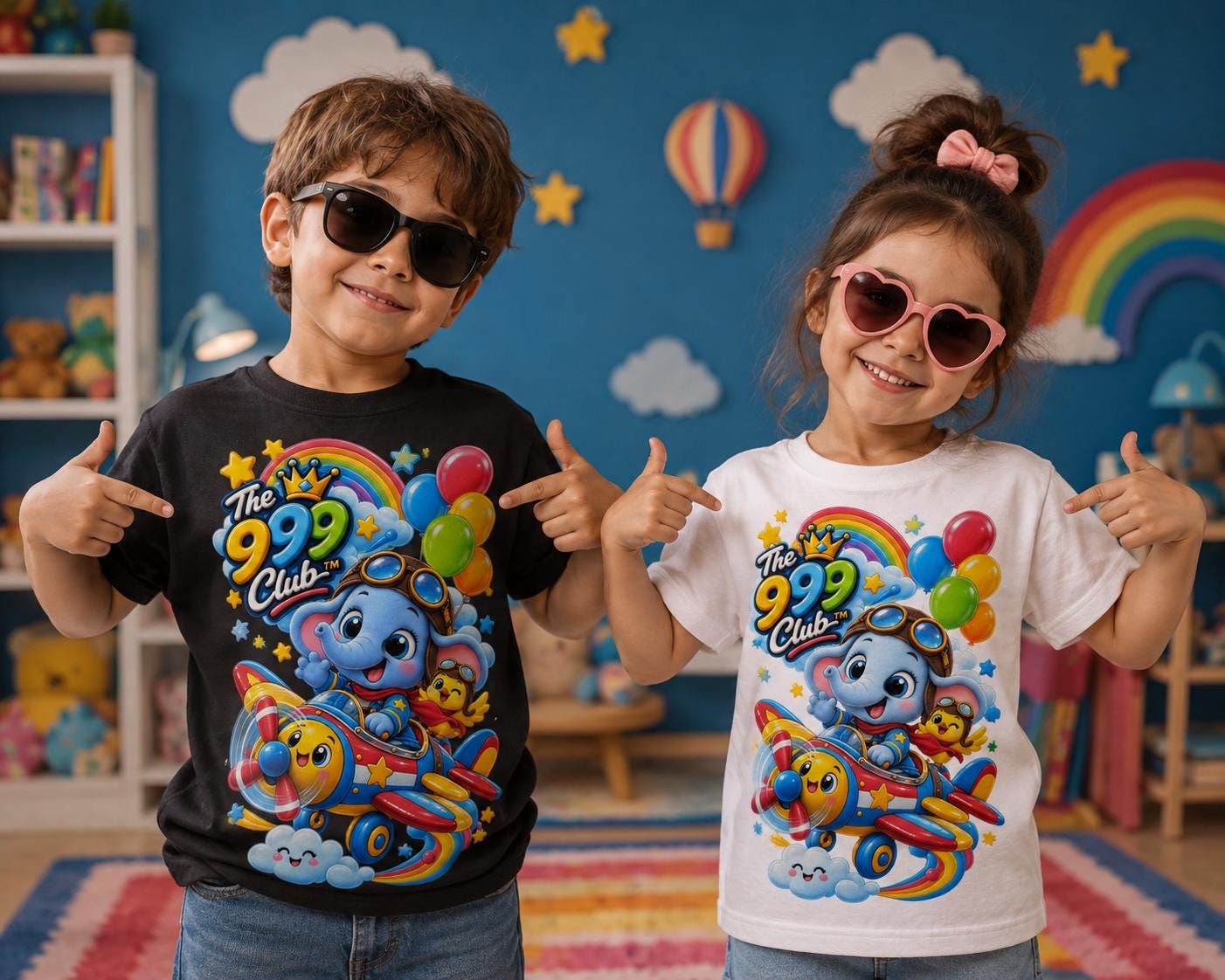Zoo Animal, Elephant airplane design Toddler Tee | colorful balloons, kids aviation graphic