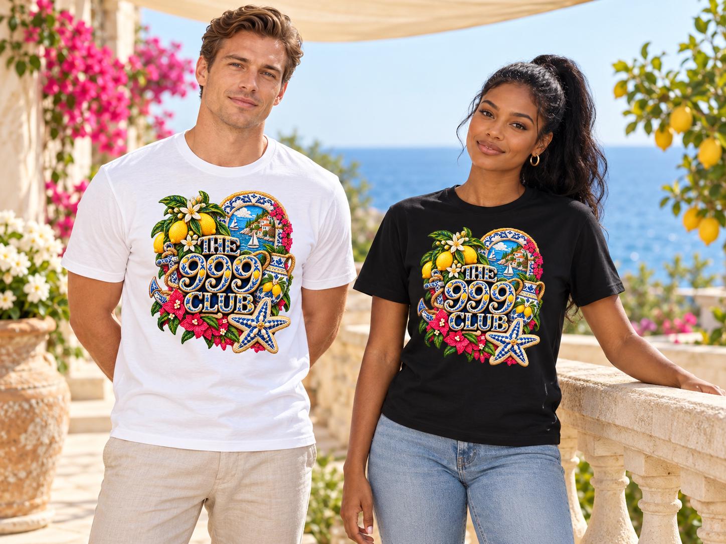 Starfish and Lemon T-Shirt, Coastal Motif, Embroidery Look Print, Limited Edition Wearable Art, Beach Inspired Streetwear, Unique Gift — THE 999 CLUB wearable art