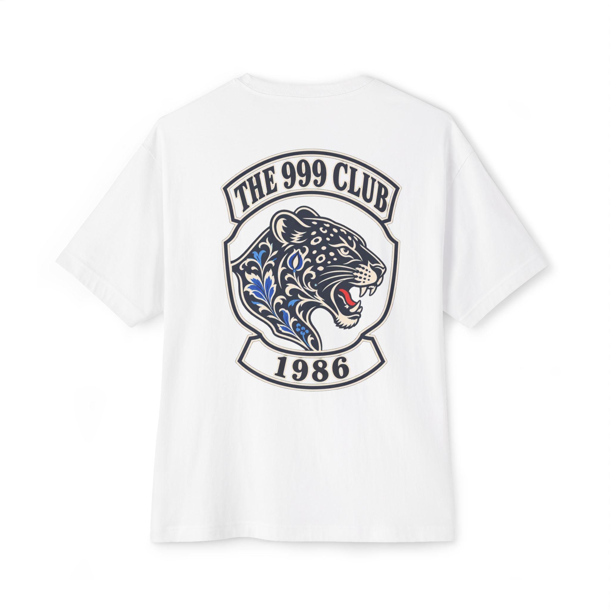 Blue Jaguar Crest TShirt Embroidered Emblem Graphic Tee Wearable Art Wildcat Luxury Design Top Exotic Animal Streetwear Clothing — THE 999 CLUB wearable art