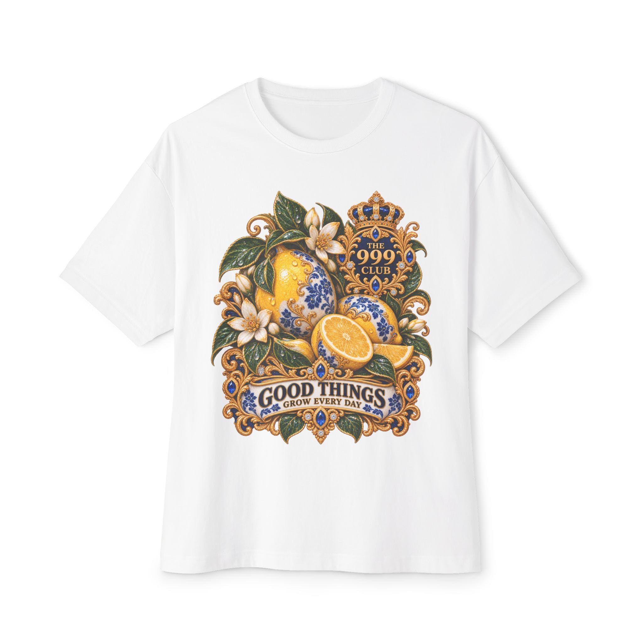 Lemon Crest 'Good Things' Graphic Tee | Citrus Ornamental Design