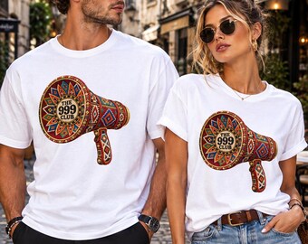 The 999 Club Megaphone Tee | Boho Aztec Megaphone Graphic T-Shirt Wearable Art