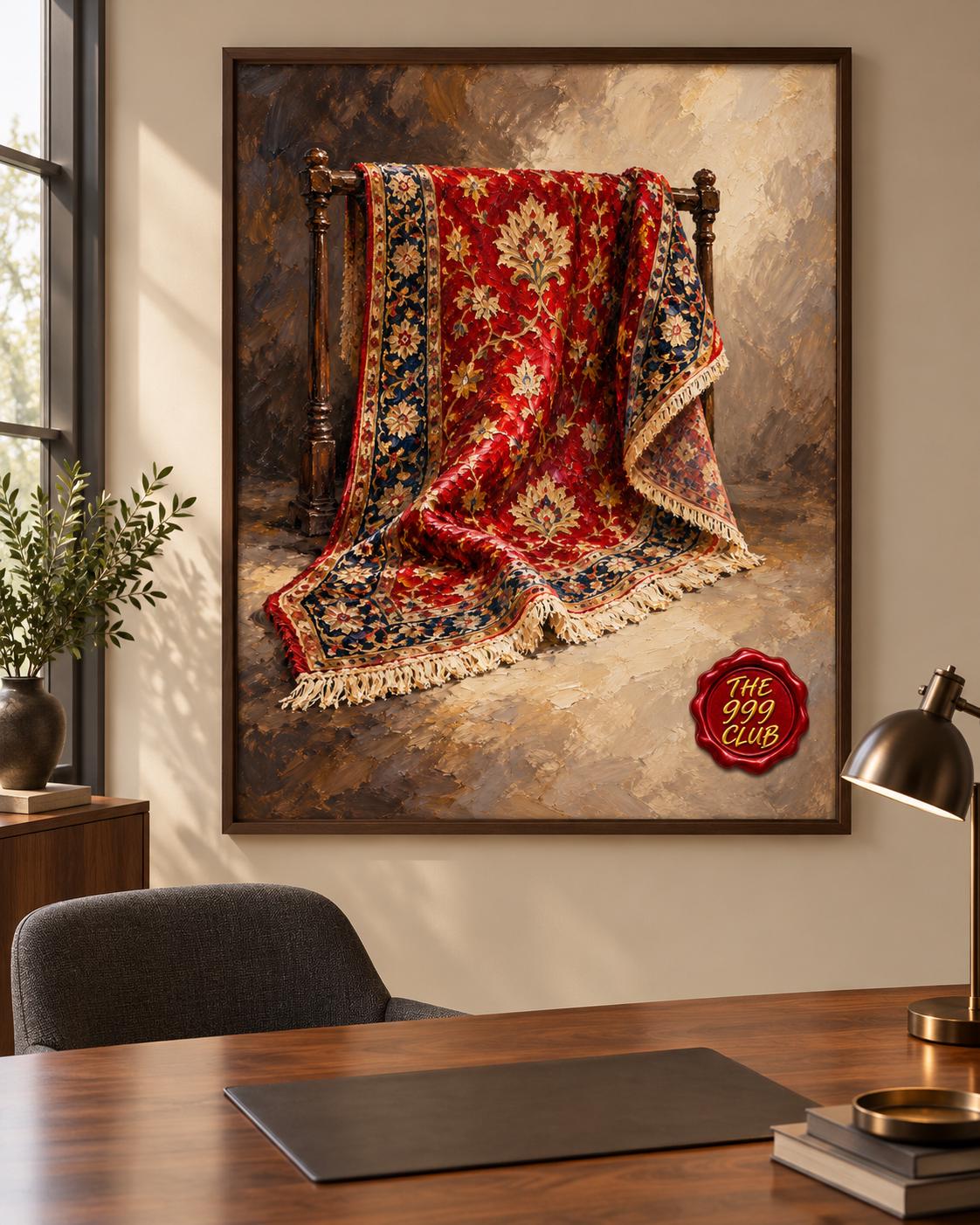 Intricate Rug Art Poster, Oil Painting Style Wall Decor, Antique Carpet Inspired Print, Boho Home Accent, Housewarming Gift — THE 999 CLUB digital wall art