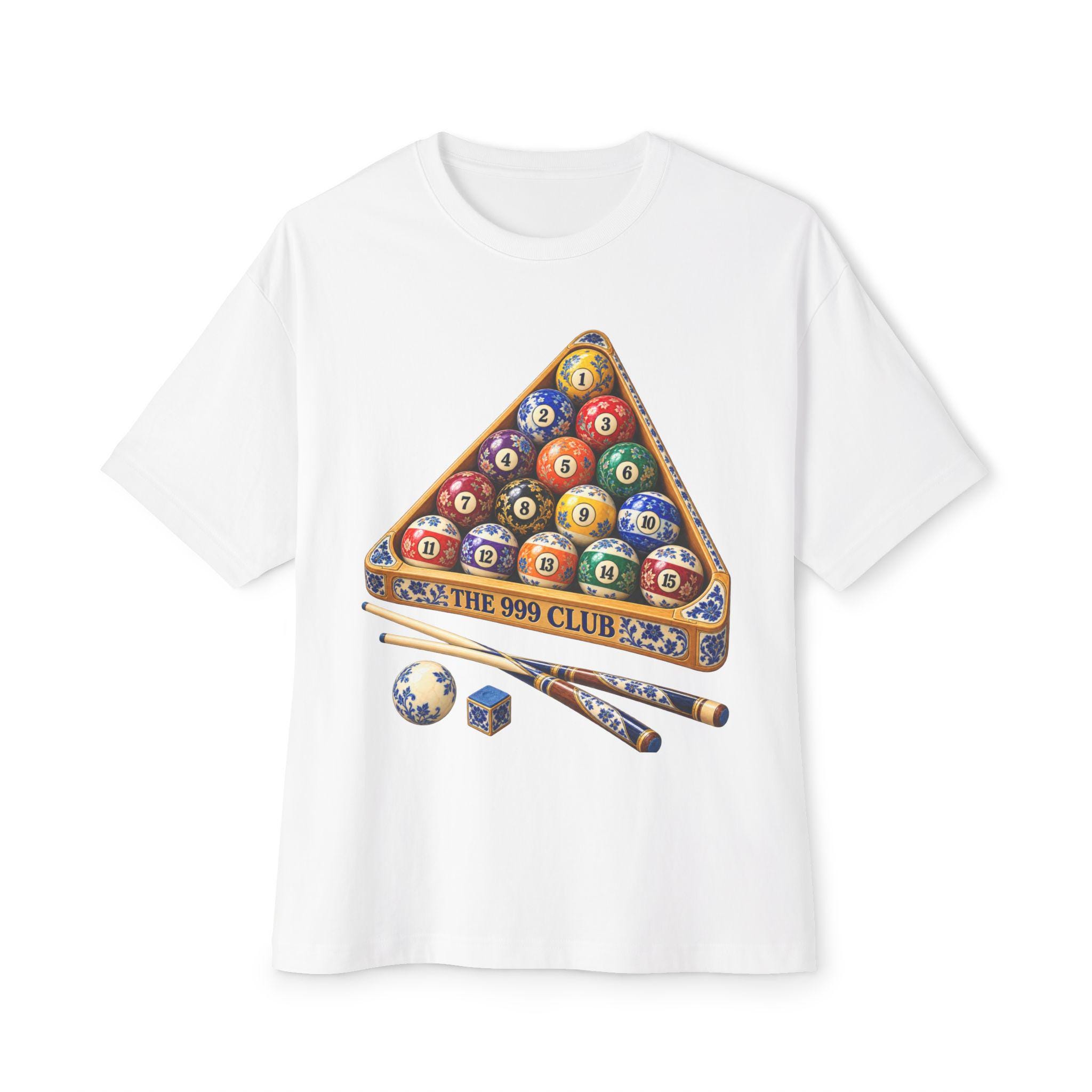 Vintage Billiards Rack and Pool Balls T-Shirt — THE 999 CLUB wearable art