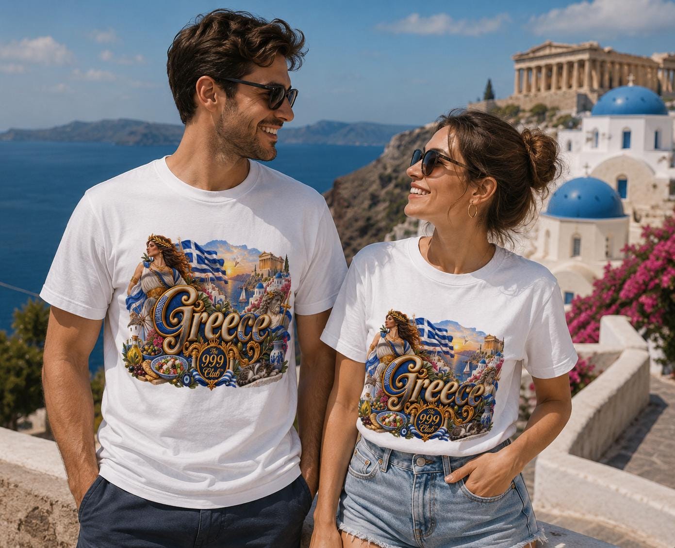 Greece Inspired Cotton T-Shirt: Aegean Art, Hellenic Heritage, Mediterranean Travel Gift