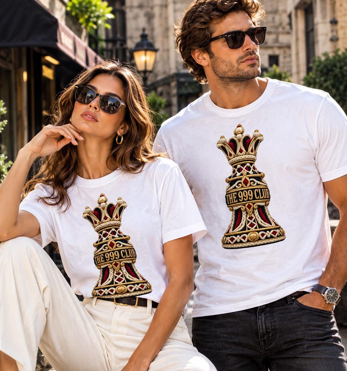 Fall Fashion, Ornate Chess King Piece T-Shirt | The 999 Club Tee Wearable Art — THE 999 CLUB wearable art