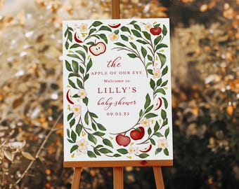 Apple of our Eye Welcome Sign Template, Apple Baby Shower Shower Sign, Baby Shower Easel Sign, Orchard, Fall Baby Shower [id:28359593]