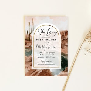 Customizable Desert Landscape Baby Shower Invitation Template, Cactus Baby Shower Digital Invite, Modern Boho Baby Shower  [id:10506586]