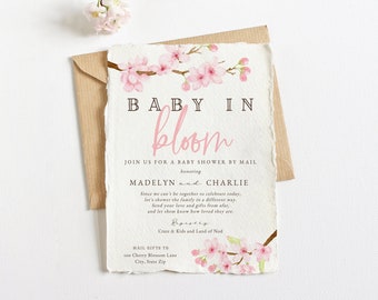 Baby in Bloom Spring Cherry Blossom Baby Shower Invitation, Spring Floral Baby Shower Digital Invite Template, Instant Download [id:5932898]