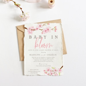 Baby in Bloom Spring Cherry Blossom Baby Shower Invitation, Spring Floral Baby Shower Digital Invite Template, Instant Download id:5932898 image 1