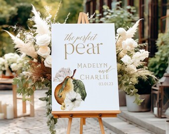 Perfect Pair Wedding Welcome Sign Template, Pear Couples Shower  Sign, Bridal Shower Easel Sign Instant Download [id:18841683]