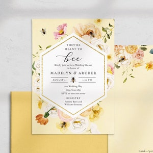 It's Meant to Bee Couples Shower Invitation, Bee Wedding Shower Invite Template, Bride to Bee Instant Download [id:4478870,4479158]