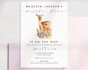 Little Deer Baby Shower Invitation, Spring Deer Baby Shower Digital Invite Template, Fawn Baby Shower Instant Download [id:6022047]