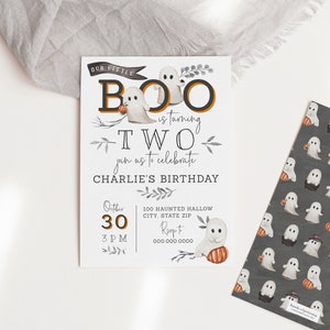 Customizable Little Boo Halloween Birthday Invitation, Ghost Birthday Party Invite Template, Costume Party Instant Download [id:8679154]