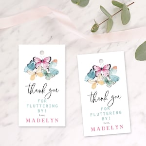 Customizable Butterfly Birthday Party Favor Tag Template, Watercolor Butterfly Gift Tag, Butterfly Tag Instant Download [id:11712084]