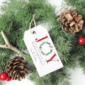 Etiquetas editables de regalos de Navidad de alegría, etiquetas de regalo de vecinos de vacaciones, etiquetas de regalo de Navidad personalizables de descarga instantánea [id:10564564]