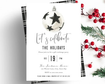 Gift Exchange Holiday Party Invitation, Ornament Exchange Digital Invite Template, Christmas Party Invitation Instant Download [id:5272859]
