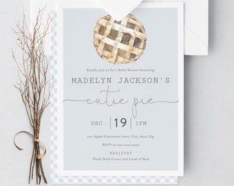 Cutie Pie Baby Shower Invitation, Apple Pie Baby Shower Digital Invite Template, Fall Baby Shower Instant Download [id:5295937]