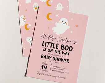 Customizable Little Boo Baby Shower Invitation Template, Halloween Baby Shower Invites, Ghost Baby Shower Immediate Download [id:22655868]