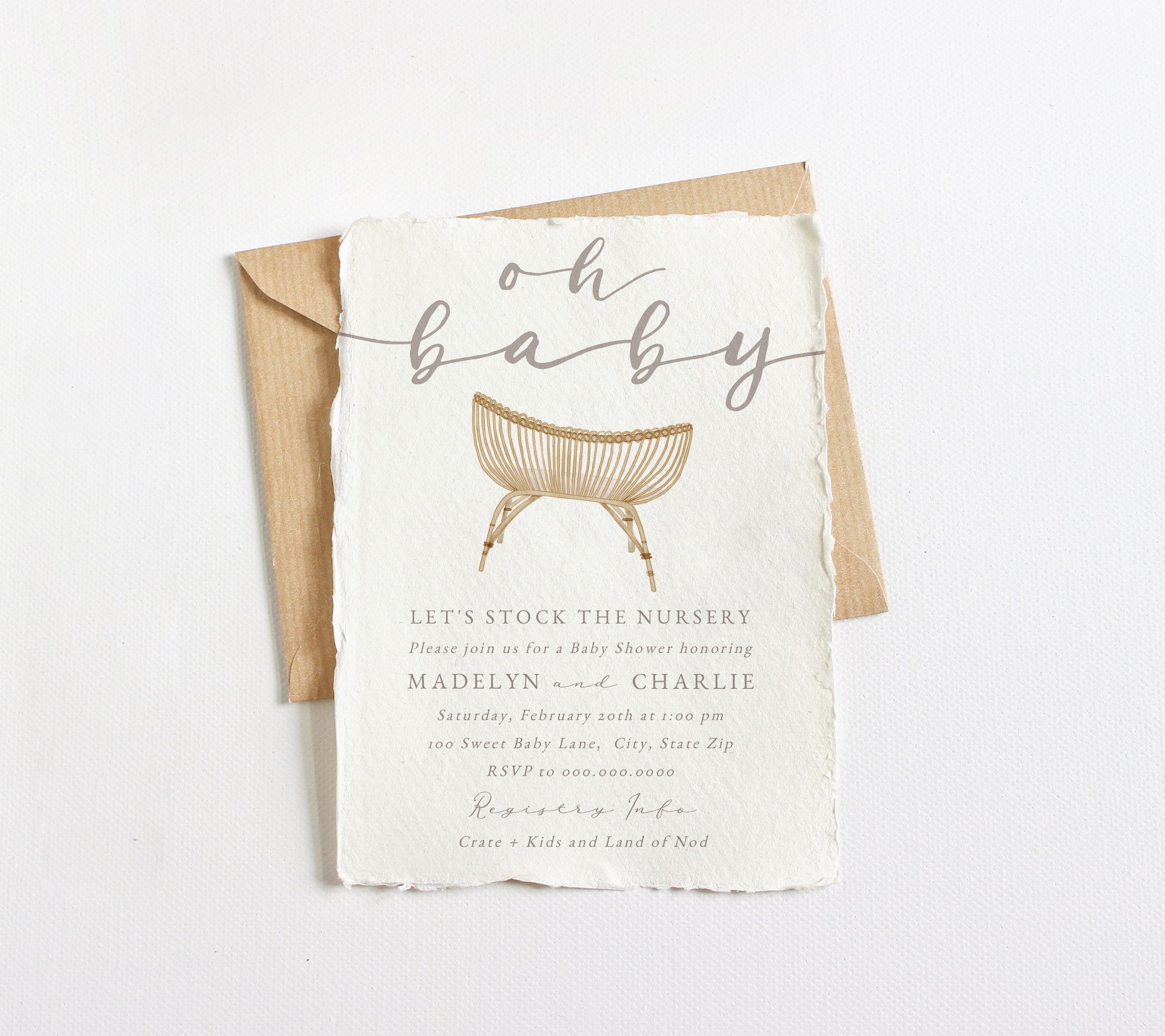 Gender Neutral Baby Shower Invitation, Neutral Nursery Baby Shower