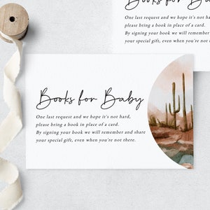 Solicitud de libro de baby shower de paisaje desér personalizable, plantilla de libros de cactus para bebés, boho traiga un libro descarga instantánea [id:10507387]