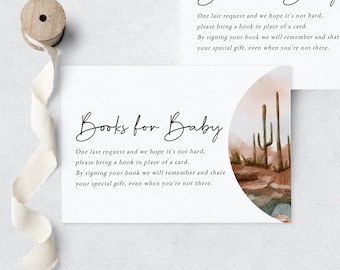 Customizable Desert Landscape Baby Shower Book Request, Cactus Books for Baby Template, Boho Bring a Book Instant Download  [id:10507387]