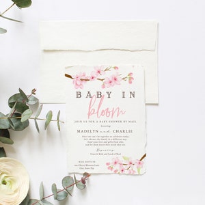 Baby in Bloom Spring Cherry Blossom Baby Shower Invitation, Spring Floral Baby Shower Digital Invite Template, Instant Download id:5932898 image 2