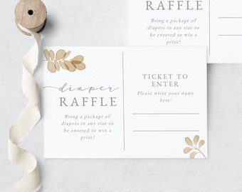 Gender Neutral Baby Shower Diaper Raffle Insert Card, Neutral Nursery Diaper Raffle Template, Bassinet Baby Instant Download  [id:9516774]