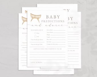 Gender Neutral Baby Shower Predictions and Advice, Neutral Nursery Baby Shower Advice Template, Bassinet Instant Download [id:11344894]