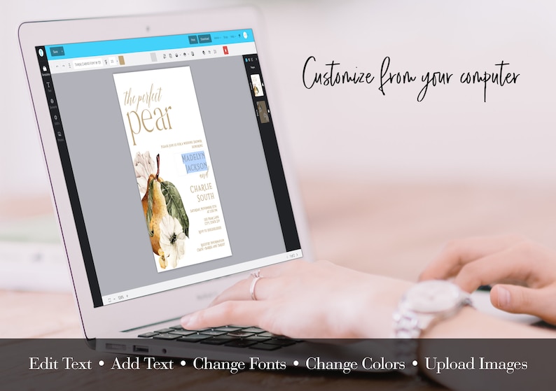 Paear Computer Customizable Pear Couples Shower Invitation Template, Perfect Pear ...
