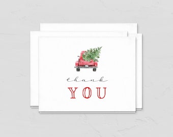 Christmas Tree Truck Baby Shower Thank You Card, December Baby Shower Thank You Note, Customizable Note Card Instant Download [id:5435892]