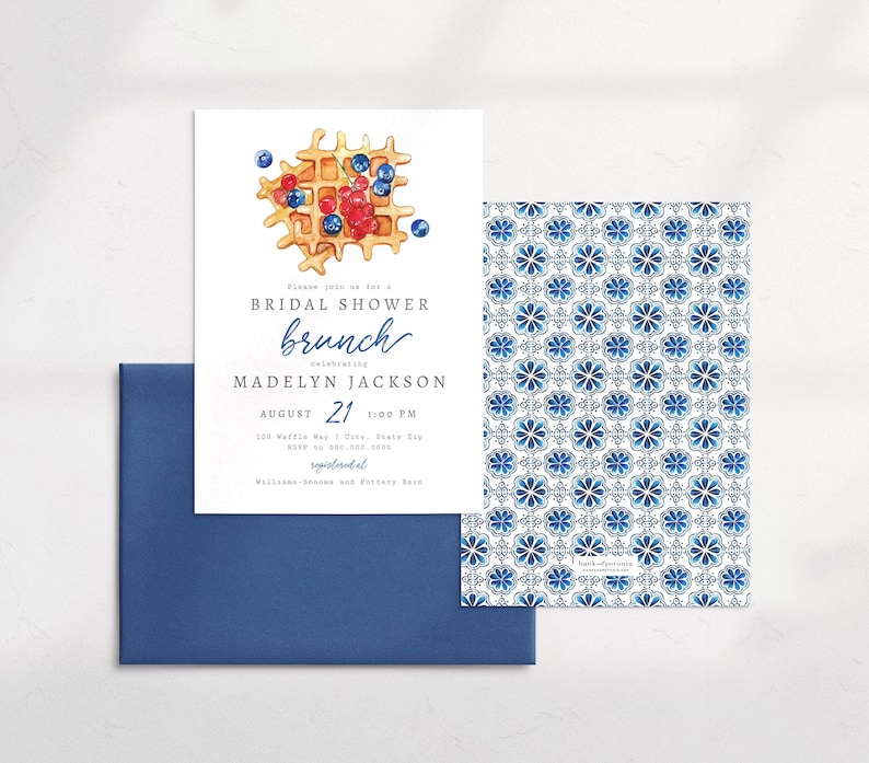 Bridal Shower Brunch Invitation, Wedding Breakfast, Wedding Brunch, Couples Shower, Couples Brunch, Mediterranean, Waffles