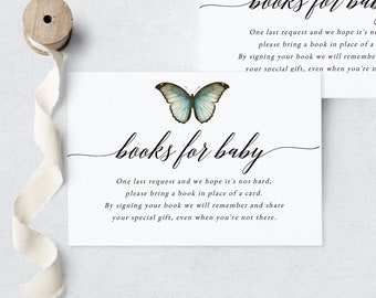 Butterfly Baby Shower Book Request Insert Card, Little Butterfly Books for Baby Insert Card, Instant Download [id:6191242]