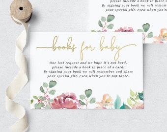 Baby in Bloom Floral Baby Shower Book Request Insert Card, In Full Bloom Books for Baby Insert Card, Instant Download [id:6314470]