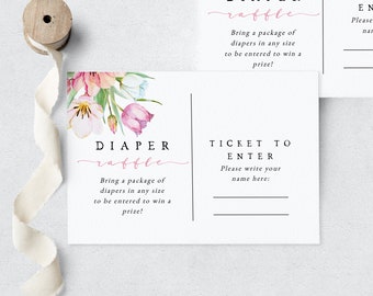 Spring Tulip Baby In Bloom Baby Shower Diaper Raffle Insert Card, Spring Flower Diaper Raffle Insert Card, Instant Download [id:6171783]