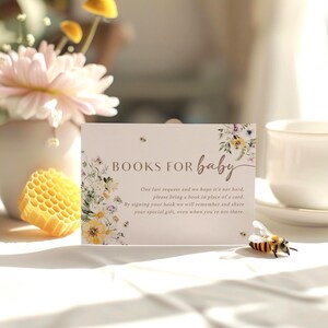 Solicitud de libro personalizable para baby shower de Mamá Abeja, plantilla de libro floral de abejas para bebé, descarga instantánea para baby shower de Abeja [id:32469357]