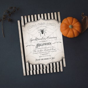 Vintage ispirato Spider Halloween Party Invito, Adulti Halloween Cena Cena Digitale Invita Modello Download istantaneo [id:4953802]
