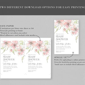 Personalisierbare Aquarell Blumen Baby Shower Einladung, Kirschblüten Digitale Einladung, Sofort Download id:16853661 Bild 7