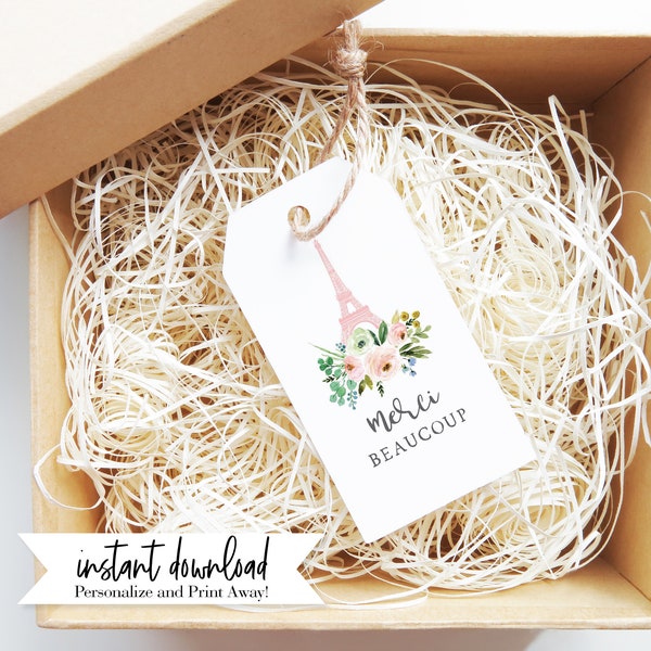Paris Baby Shower Favor Tag, Eiffel Tower Gift Tags, French Baby Shower or Bridal Shower Favor Tag, France Instant Download [id:4870746]