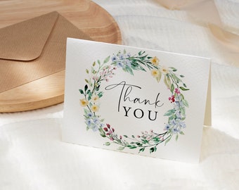 Customizable Baby in Bloom Baby Shower A2 Thank You Card Template, Wildflower Thank You Notecard, Floral Instant Download  [id:11697940]