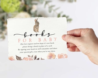 Customizable Some Bunny Book Request, Spring Floral Books for Baby Template, Bunny Rabbit Bring a Book Instant Download  [id:10894855]