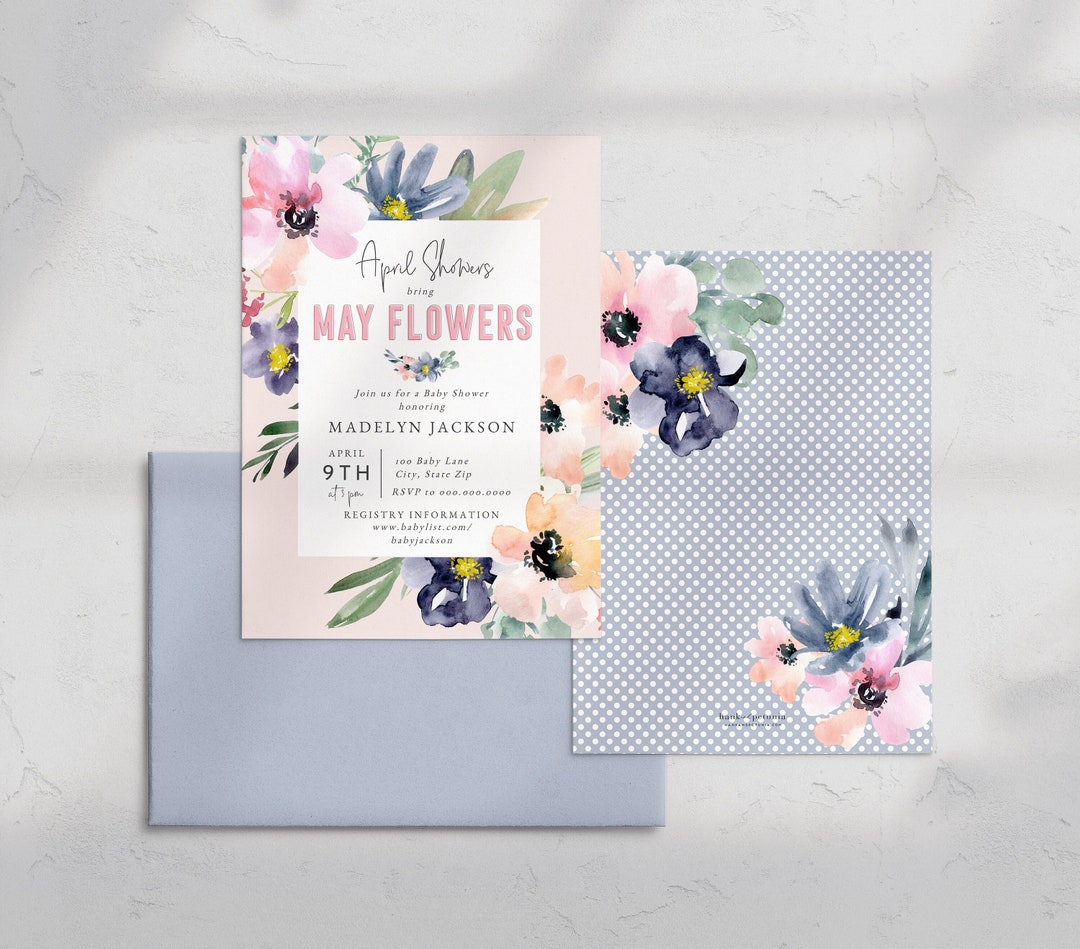 Customizable April Showers Bring May Flowers Baby Shower Invitation