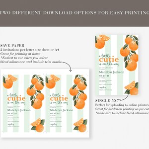 Little Cutie Baby Shower Invitation, Orange Baby Shower Digital Invite Template, Summer Citrus Baby Shower Instant Download [id:32477353] image 8
