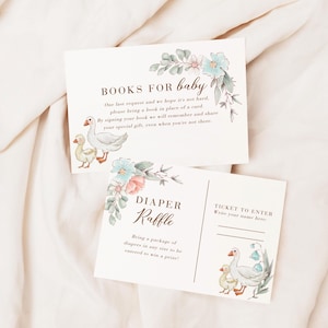 Mother Goose babyshower boekverzoek en luierloterij invoegen bundel, kinderliedje babyshower, instant download [id:28409425,29262143]