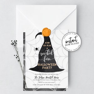 Witch Hat Halloween Party Invitation, Family Halloween Party Digital Invite Template, Witches Night Out Instant Download id:4961568 image 2