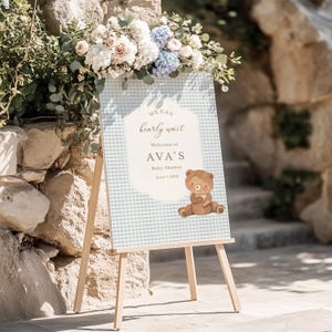 We can Bearly Wait Baby Shower Welcome Sign Template, Teddy Bear Baby Shower Sign, Bear Easel Sign, Instant Download [id:32828122]