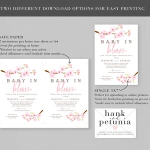 Baby in Bloom Spring Cherry Blossom Baby Shower Invitation, Spring Floral Baby Shower Digital Invite Template, Instant Download id:5932898 image 7