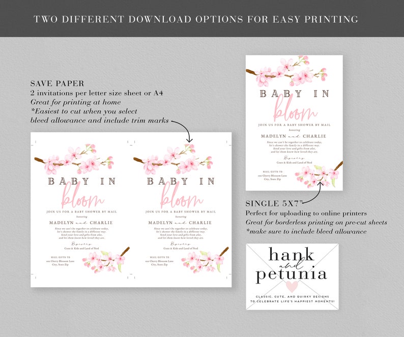 Baby in Bloom Spring Cherry Blossom Baby Shower Invitation, Spring Floral Baby Shower Digital Invite Template, Instant Download id:5932898 image 7