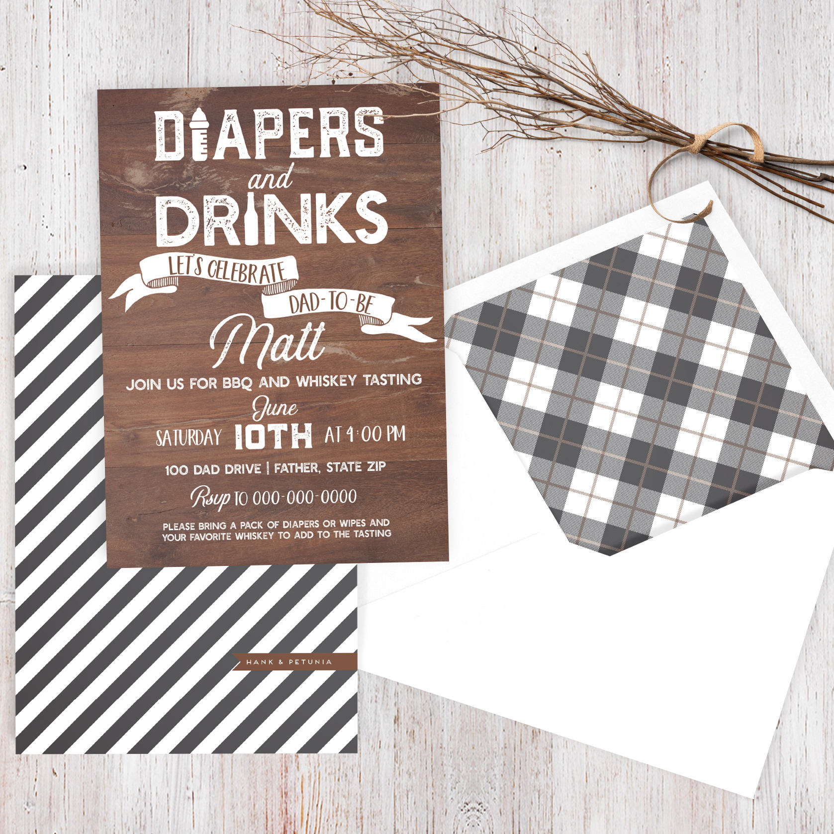 Diapers And Drinks Shower Invitation Dad Baby Shower Baby