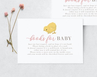 Cute Little Chick Baby Shower Book Request Insert Card, Books for Baby Insert Card, Instant Download [id:3944506]