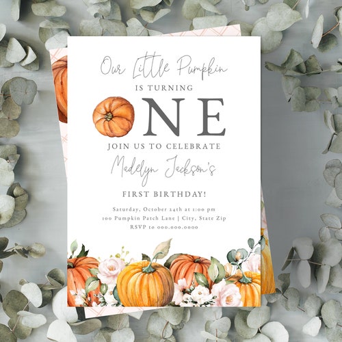 Paper & Party Supplies Templates Editable Digital Invitation Pumpkin